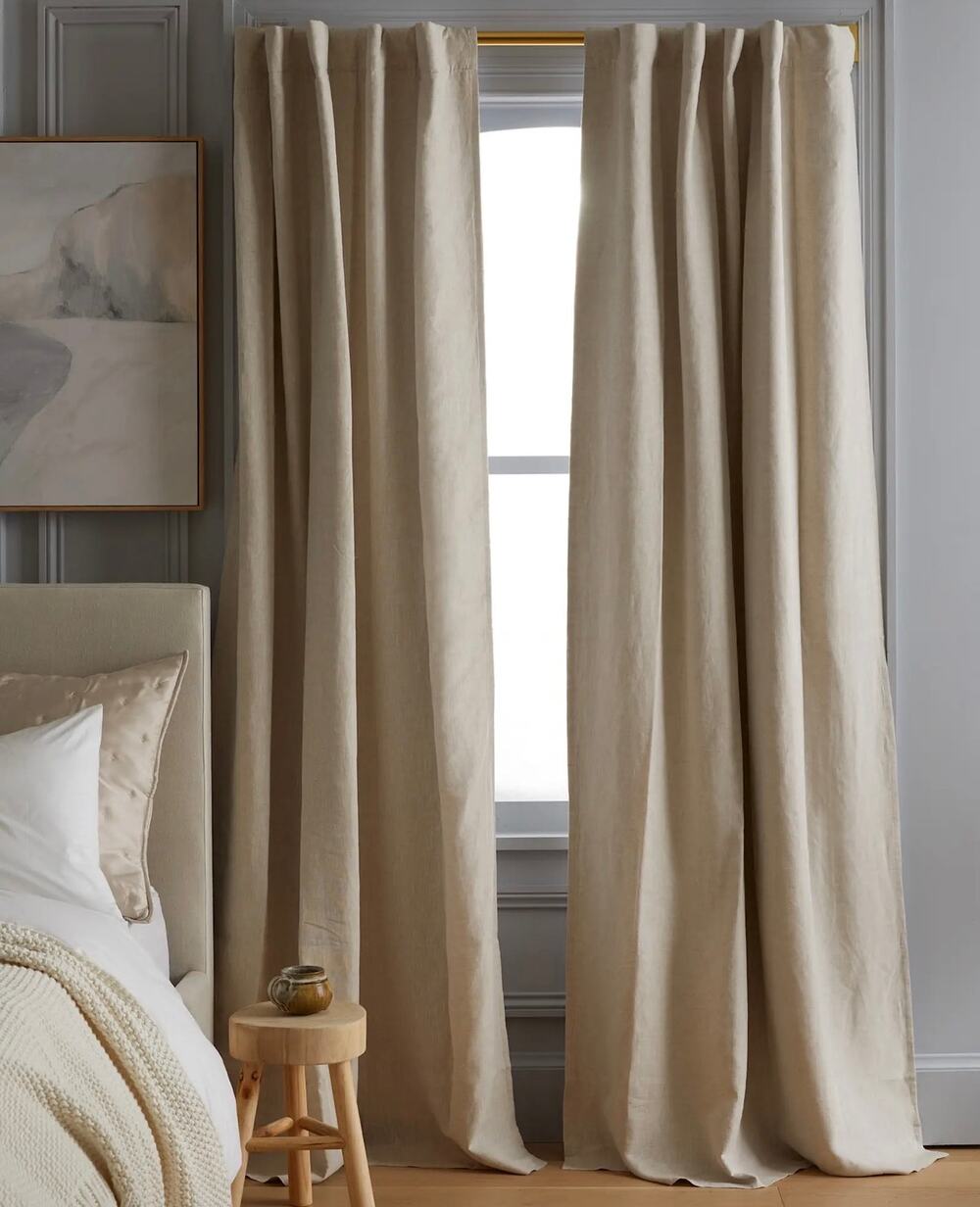 Quince European Linen True Blackout Curtain Ivory Single Panel 96X108 in NWT